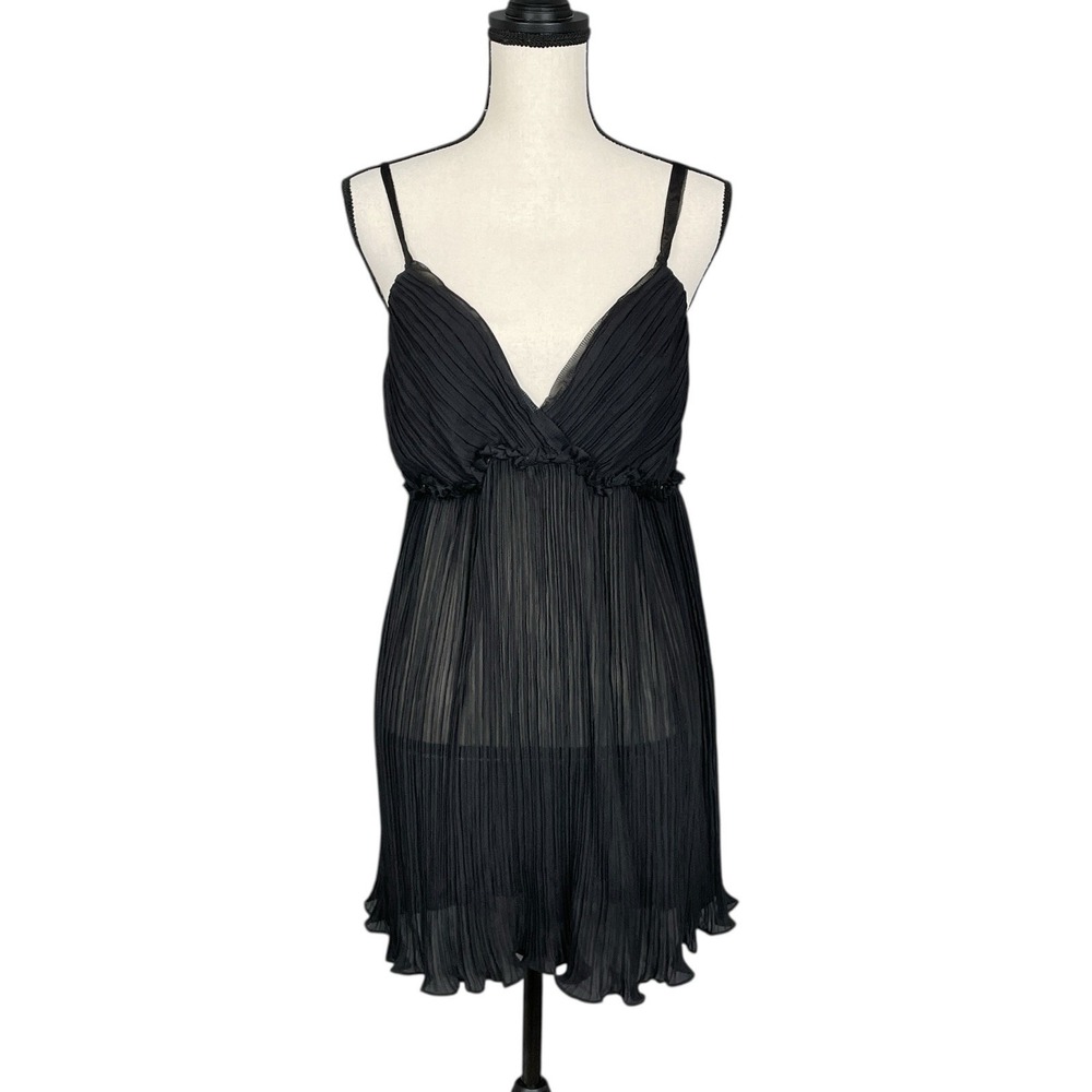 Flora Nikrooz Y2K Babydoll Sheer Slip Chemise Size M Sequin Whimsigoth Coquette